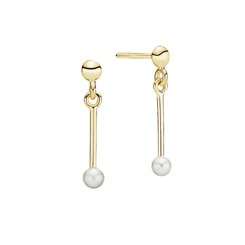 Ørehænger 8 kt. guld - pind med ferskvandsperle
