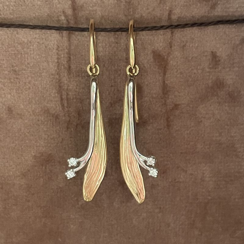 Ørehænger 14 kt. hvid- og rødguld med brillanter 0,06 ct. W/SI 1