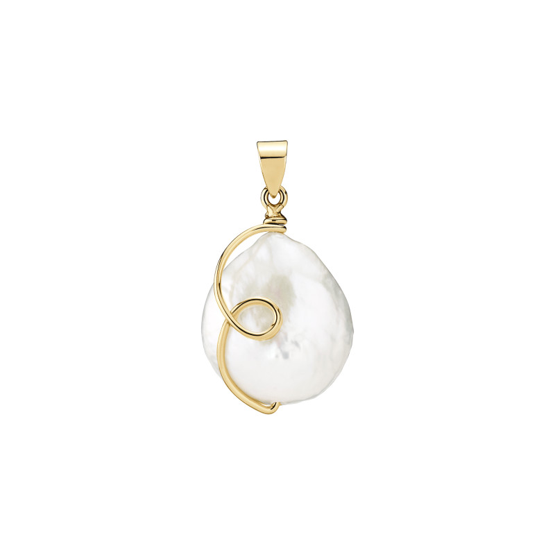 8 kt. Vedhæng med stor ferskvandsperle og guldtråd - 3081306-33