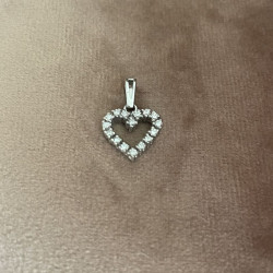 Vedhæng i 14 kt hvidguld - Hjerte med diamanter 0,22ct W/VS 3