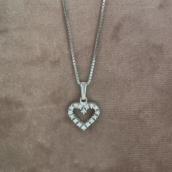 Vedhæng i 14 kt hvidguld - Hjerte med brillanter 0,22ct W/VS