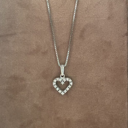 Vedhæng i 14 kt hvidguld - Hjerte med brillanter 0,22ct W/VS 4