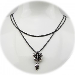 Sølv halskæde med lille blomst - 11722 - 2