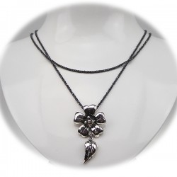 Sølv halskæde med stor blomst - 11822 - 2