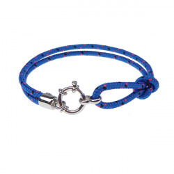 Armbånd - Outdoor rope - 2 rækket med rund sølv lås - blå
