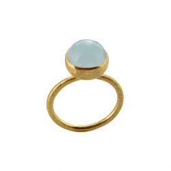 Ring i forgyldt sølv med lyseblå krystal - 10 mm - 1678-2-111