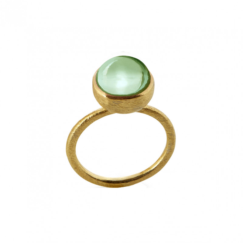 Ring i forgyldt sølv med grøn kvarts - 10 mm - 1678-2-107 Ring i forgyldt sølv med grøn kvarts - 10 mm - 1678-2-107