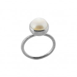 Ring i sølv med ferskvandsperle - 10 mm - 1678-1-900