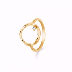 Ring 8 kt. rødguld - bølget cirkel med zirconia - 8318608