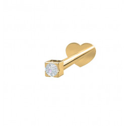 Guld Labret-piercing/ørering med 1 diamant 0,004ct - 14kt. - 314 005BR5 1