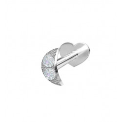 Sølv Labret-piercing/ørering måne med 2 zirkonia - 314 006CZ9 1