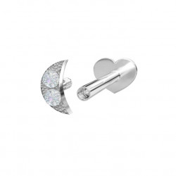 Sølv Labret-piercing/ørering måne med 2 zirkonia - 314 006CZ9 2