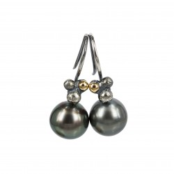 Bubbles sølv øreringe med 14 kt. guld og tahitiperler