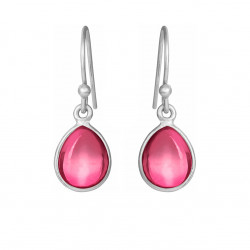 Øreringe med pink krystal dråbe - 5249-1-183