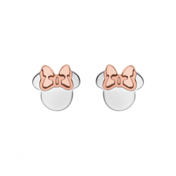 Disney sølv ørestikker Minnie Mouse med rosa sløjfe - 10333994