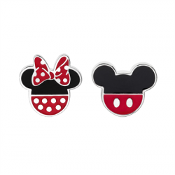 Disney sølv ørestikker Minnie- og Mickey Mouse rød-sort - 10333999