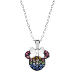 Disney sølv halskæde Minnie Mouse med regnbuefarvet sten  - 16333002
