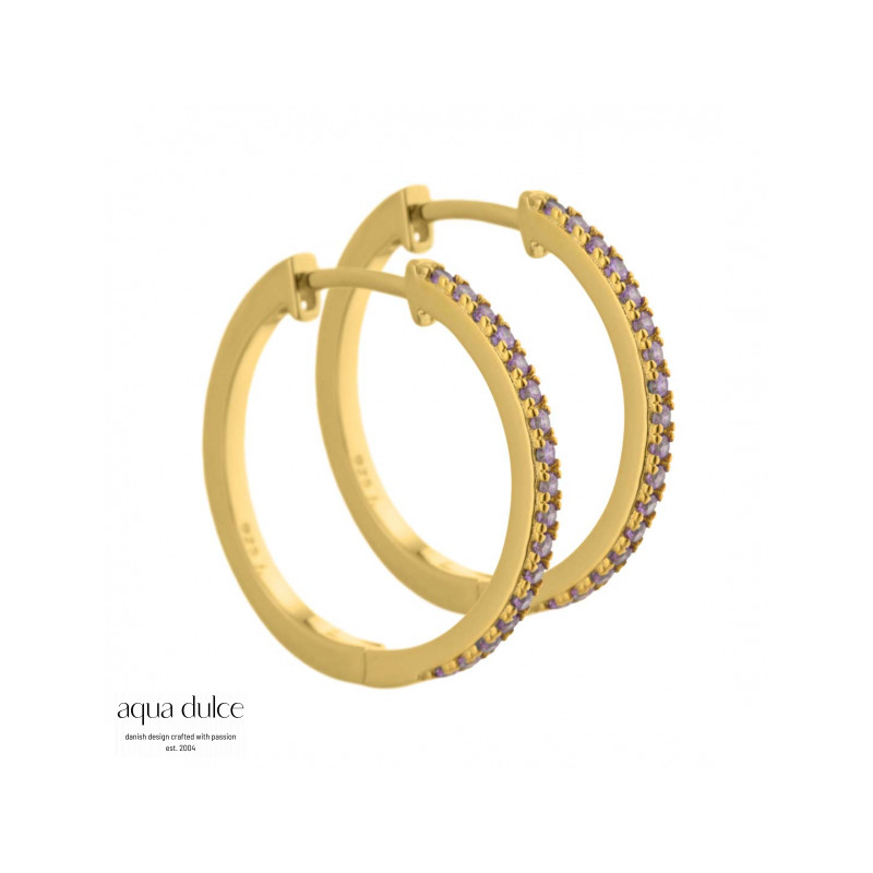 Creoler med lilla zirkonia 20mm - Rie - 4312
