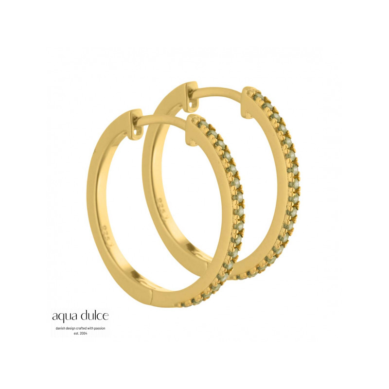 Creoler med olivengrønne zirkonia 20mm - Ronja - 4318 Creoler med olivengrønne zirkonia 20mm - Ronja - 4318