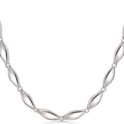 Halskæde i sølv med ovale blanke led - 16254007
