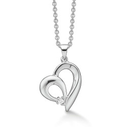 Halskæde i sølv med hjerte vedhæng og diamant 0,025ct - 36223004