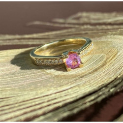 Kleopatra Queen jubilæums Ring 14 kt. Rødguld med pink Safir og Brillanter - 2