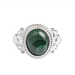 Ring i sølv med grøn malachite - Vilja - 1
