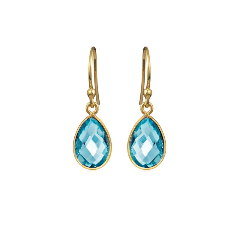 Ørehænger med faceteret blå topaz - 4068-2-121