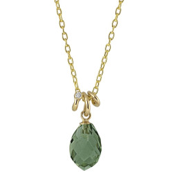 Vedhæng i 14 kt. guld med grøn kvarts og diamant inkl. kæde - Carmine - 77558128