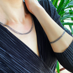 Sølv armbånd - 3 farvet - Diamond cut chains - 853578 - 2