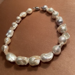 Perlekæde - Barok - ferskvandsperler med sølv smykkelås - 1