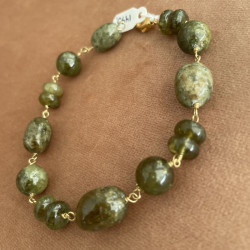 Armbånd i forgyldt sølv med grønne ædelsten - 6