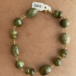 Armbånd i forgyldt sølv med grønne ædelsten - 7