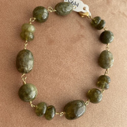 Armbånd i forgyldt sølv med grønne ædelsten - 8