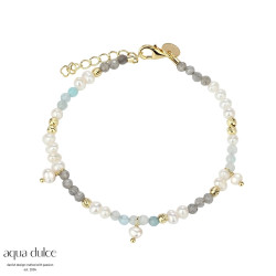 Armbånd med perler og farvede sten - Ocean - 4755