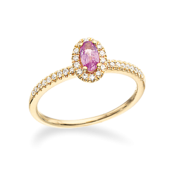 Diana Ring roset 14 kt. rødguld med Pink Safir og brillanter - 711745