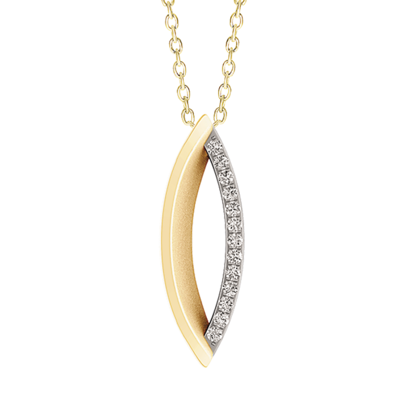 14 kt. guld vedhæng - oval øje med diamanter inkl. kæde i forgyldt sølv - 76257008 14 kt. guld vedhæng - oval øje med diamanter inkl. kæde i forgyldt sølv - 76257008