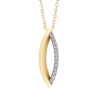 14 kt. guld vedhæng - oval øje med diamanter inkl. kæde i forgyldt sølv - 76257008