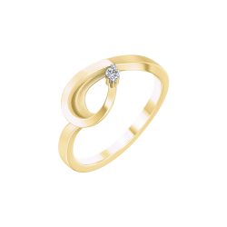 14 kt. guld ring - oval med diamant - 72257009