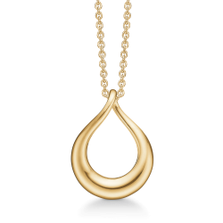 Guld Vedhæng - Dråbe med hul i midten inkl. kæde i forgyldt sølv - 66232018
