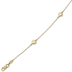 Armbånd i guld - Hjerter på kæde - 65166935