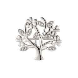Broche - Livets træ med sølv blade og zirkonia  -  17249042